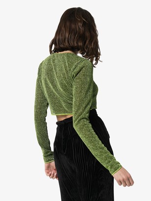Oseree Lumiere Lurex cropped top