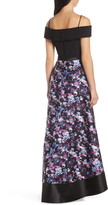 Thumbnail for your product : Morgan & Co. Cold Shoulder Mikado High/Low Hem Gown