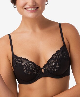 Maidenform Womens Convertible Rose Floral Lace Bra Black Navy