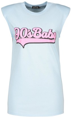 boohoo 90's Baby Shoulder Pad Tshirt