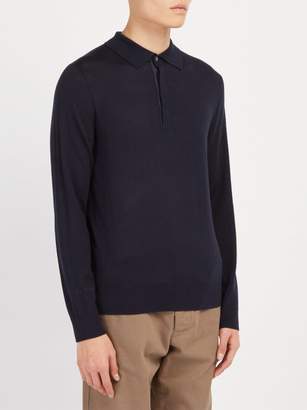 Paul Smith Long Sleeved Fine Knit Wool Polo Shirt - Mens - Navy