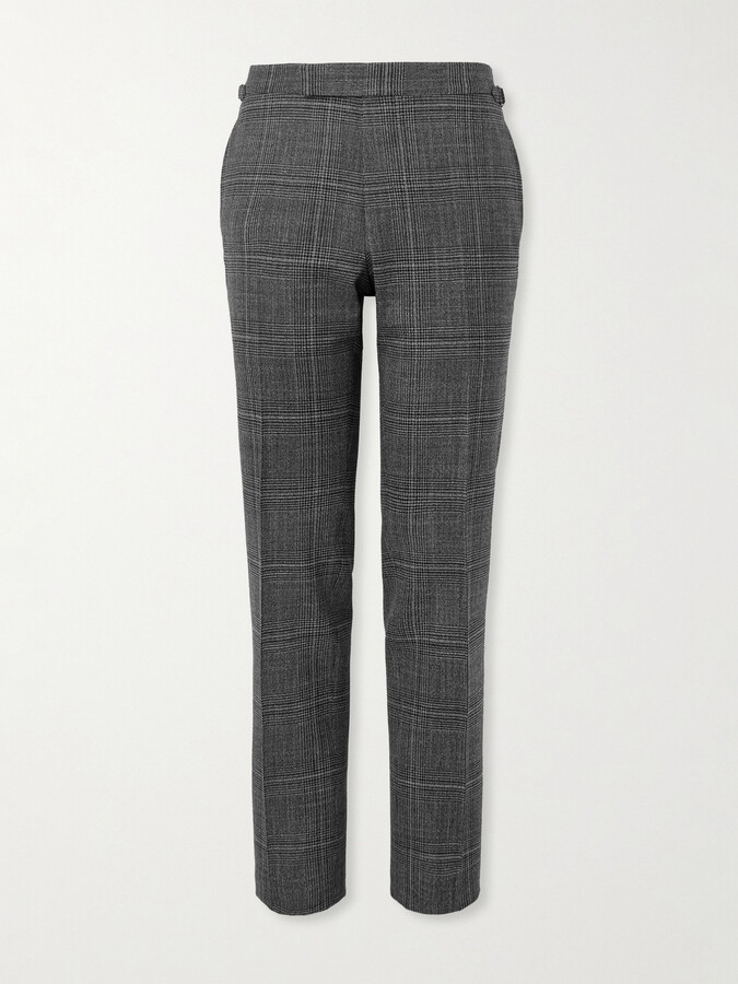 Tom Ford Shelton Slim-Fit Straight-Leg Prince of Wales Checked Wool and Silk-Blend Suit Trousers