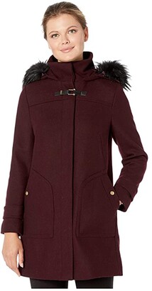 cole haan wool twill hooded duffle coat