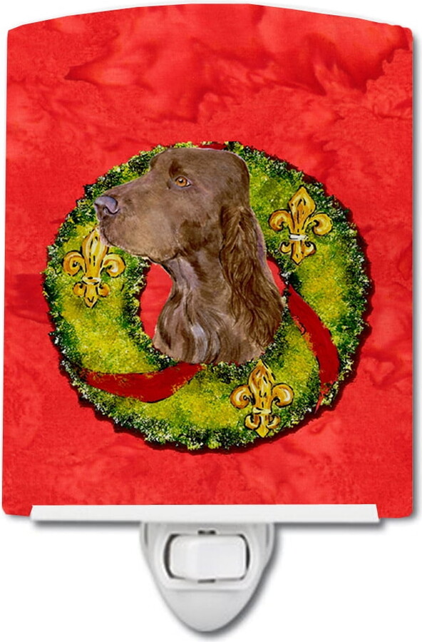 Caroline's Treasures SS4212CNL Field Spaniel Cristmas Wreath Ceramic Night Light, 6x4x3", multicolor