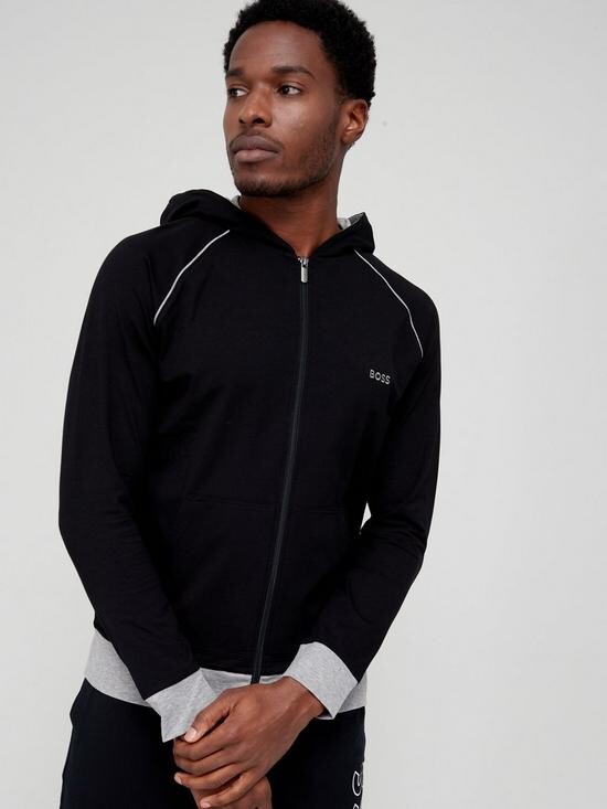 boss bodywear full zip sweatshirt black