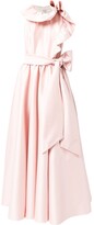 Thumbnail for your product : Badgley Mischka Asymmetric-Ruffle Belted Gown