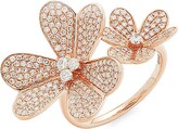 Thumbnail for your product : Effy 14K Rose Gold & Diamond Flower Open Ring