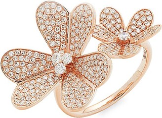 Effy 14K Rose Gold & Diamond Flower Open Ring