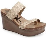 Thumbnail for your product : OTBT 'Beach Park' Leather Wedge Thong Sandal (Women)
