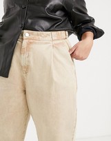 Thumbnail for your product : ASOS DESIGN Curve tapered boyfriend jeans with d-ring waist detail with curved seams in washed lemon