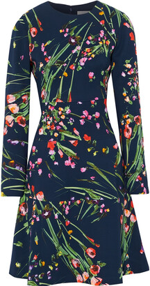 Lela Rose Floral-print Stretch-crepe Dress