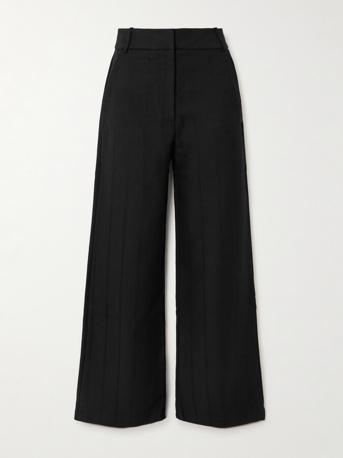D’ESTRËE DESTREE - Beatrice Striped Wool Wide-leg Pants - Black