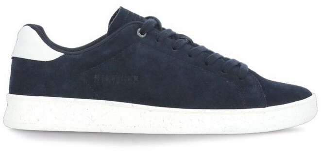 New Mens Tommy Hilfiger Navy Cupsole Suede Trainers Court Lace Up