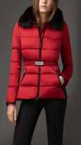 Thumbnail for your product : Burberry Fur Trim Technical Satin Puffer Jacket
