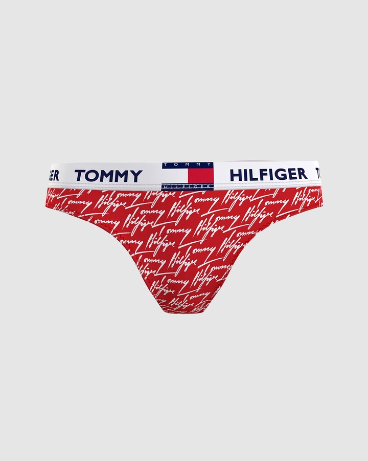 margen Krønike Afdeling Tommy Hilfiger Women's Red Thongs & G-Strings - Tommy 85 Cotton Print Thong  - Size XS at The Iconic - ShopStyle