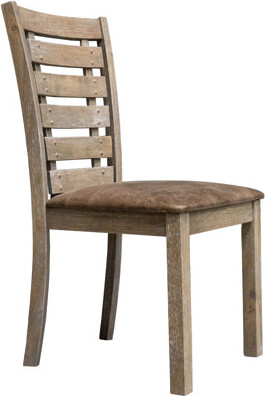 Modern Rustic Dining Chairs (2pcs), Solid Wood Ladderback, Upholstered Cushion, Brown Shade ( Of 2), Finish, Wood, Color, Soft Seat Pad