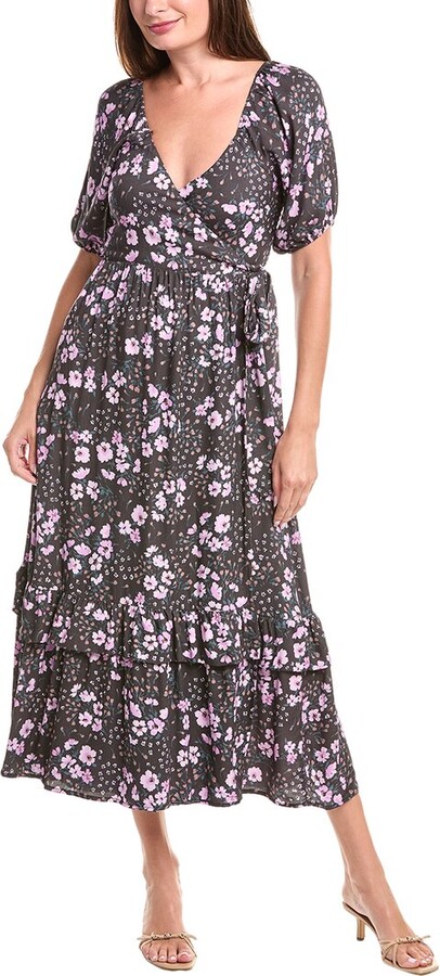 SALTWATER LUXE Puff Sleeve Wrap Midi Dress