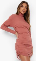 Thumbnail for your product : boohoo Long Sleeve Ruched Roll Neck Mini Dress