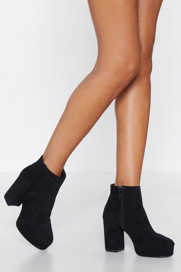 suede black platform booties