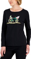 Thumbnail for your product : Karen Scott Petite Embellished Holiday-Graphic T-Shirt, Created for Macy's
