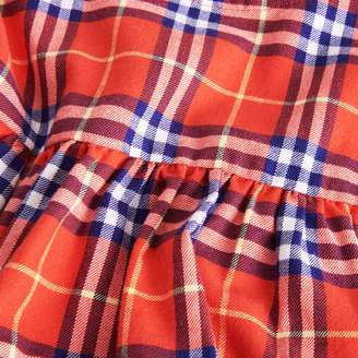 Burberry Ruffle Detail Cotton Check Dress