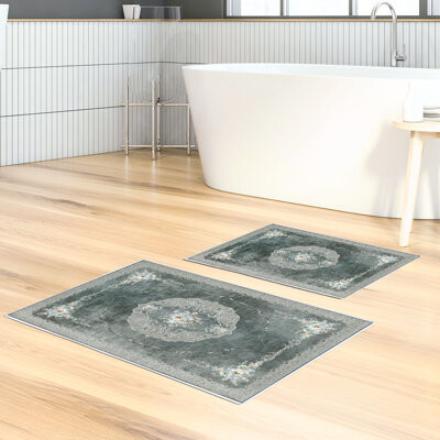 Inouye Floral 2 Piece Bath Rug Set