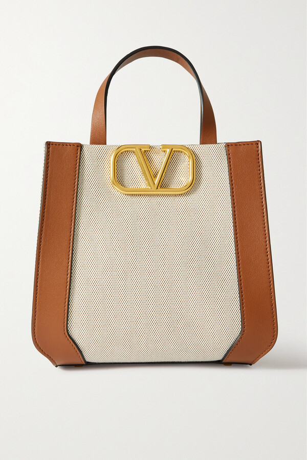 Valentino Garavani Vlogo Leather-trimmed Canvas Shoulder Bag - Brown -  ShopStyle