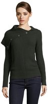 Thumbnail for your product : Autumn Cashmere jungle green ribbed cashmere blend snap cowl neck sweater