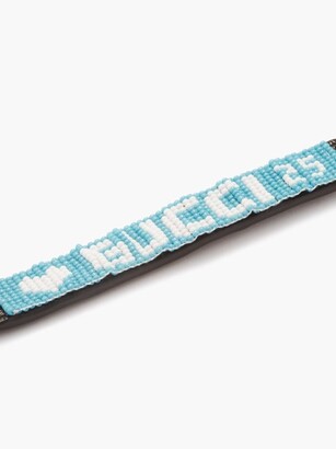 Gucci Beaded-logo Leather Bracelet - Blue White