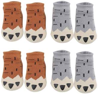 VWU 4 Pairs Baby Thick Cotton Socks Cute Cartoon Anti Slip Socks for Winter
