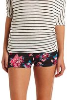 Thumbnail for your product : Charlotte Russe High-Waisted Floral Print Bike Shorts