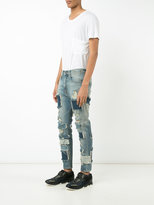 Thumbnail for your product : R 13 patched frayed cropped jeans