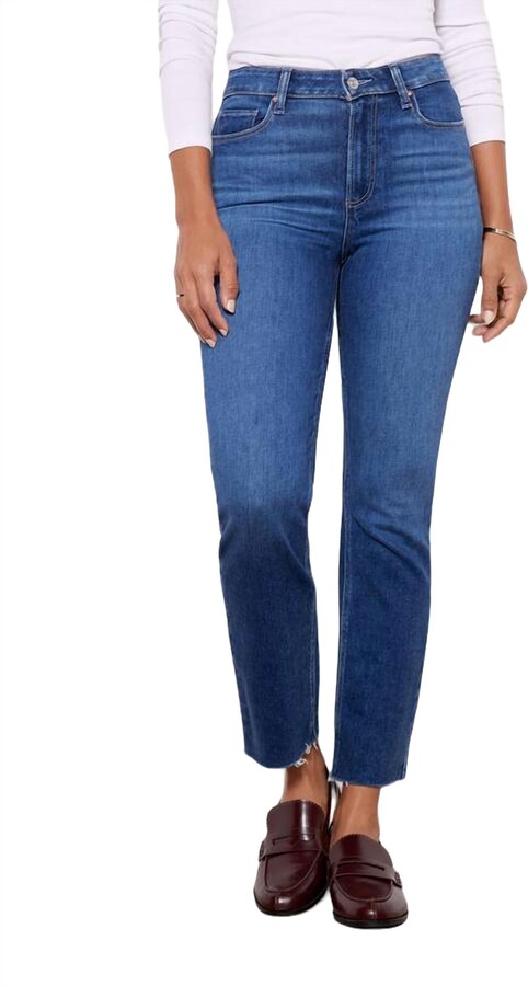 Paige Cindy Hi-Rise Straight Raw Hem Ankle Jean In Devoted