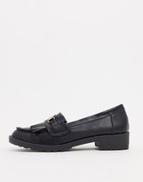 Thumbnail for your product : Raid Kiltie fringed flat loafers in black with gold trim
