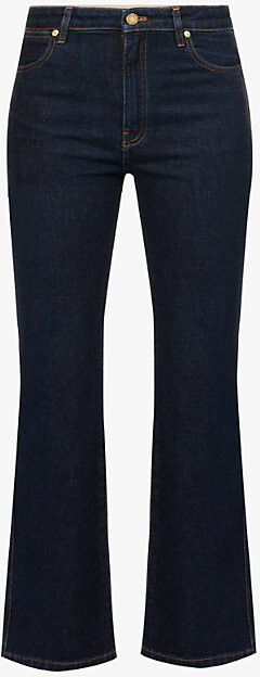 Joseph Womens Indigo Duke Flared Cropped Stretch-Cotton Jeans 29