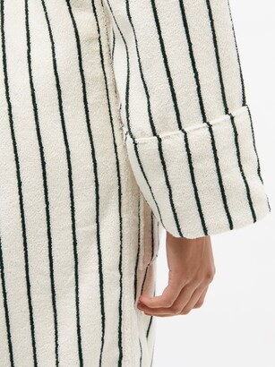Tekla Hooded Striped Cotton-terry Bathrobe - Green Stripe