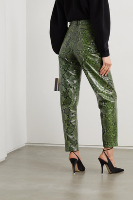 ATTICO Snake-effect Leather Tapered Pants - Green