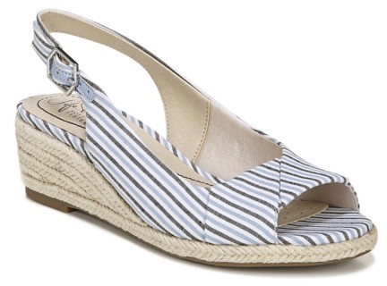 blue and white striped wedges