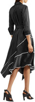Thumbnail for your product : Jason Wu Asymmetric Striped Silk-charmeuse Midi Dress