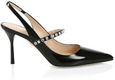 Thumbnail for your product : Miu Miu Crystal-Embellished Patent Leather Slingback Pumps