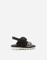 Thumbnail for your product : Dolce & Gabbana Beachwear Sandals In Calfskin With Ribbon Logo And Rubber