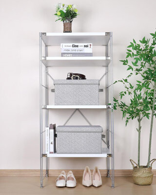 Large Gray Folding Storage Box With Lid And Handle, Wardrobe Shelf Decorative Fabric Storage Basket, 3-Pack