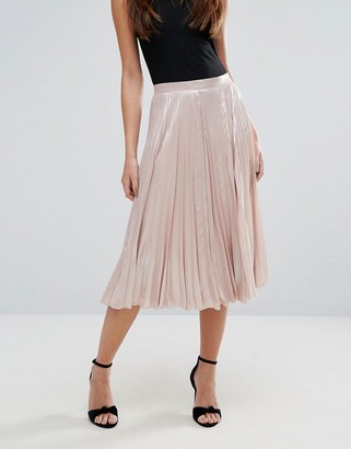 Warehouse Pleated Lame Skirt