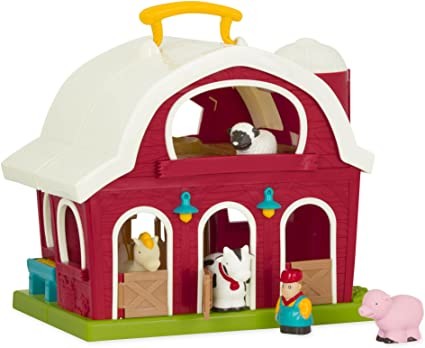 Battat – Big Red Barn – Animal Farm Playset for Toddlers 18M+ (6Piece), Dark Red, 13.5" Large x 9" W x 12" H