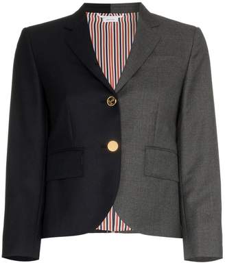 Thom Browne stripe detail two-tone silk blazer