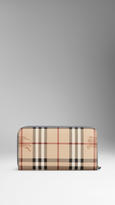 Thumbnail for your product : Burberry Leather and Haymarket Check Ziparound Wallet