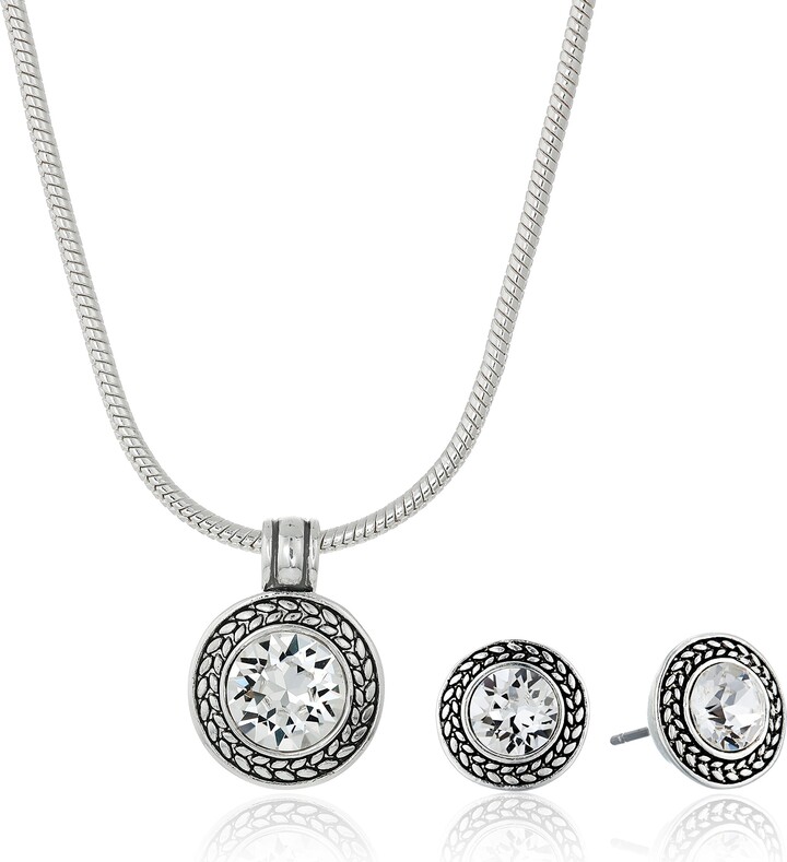 NAPIER Silver Tone Black Pendant Necklace | eBay