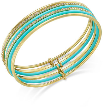 Kate Spade Gold-Tone Blue Enamel Stacked Bangle Bracelets