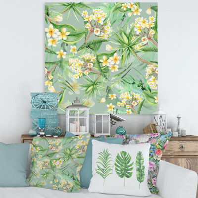 Tropical Foliage and Yellow Flowers XIV - Painting on Canvas