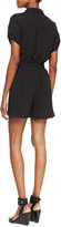 Thumbnail for your product : Shoshanna Giovanna Short Sleeve Button-Down Romper, Black
